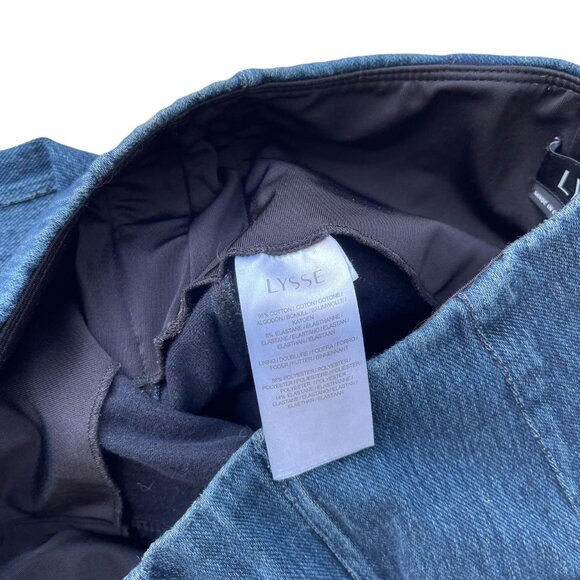 🌟 Lysse SZ S High Waisted Blue Denim Leggings Zip Hem Stretch Skinny Jeggings - Picture 5 of 8
